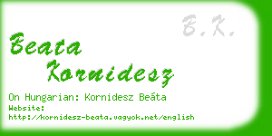 beata kornidesz business card